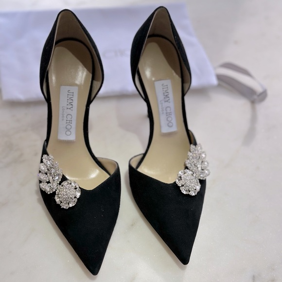 NWOB Jimmy Choo Crystal Embellished Black Suede Pumps - Picture 6 of 7